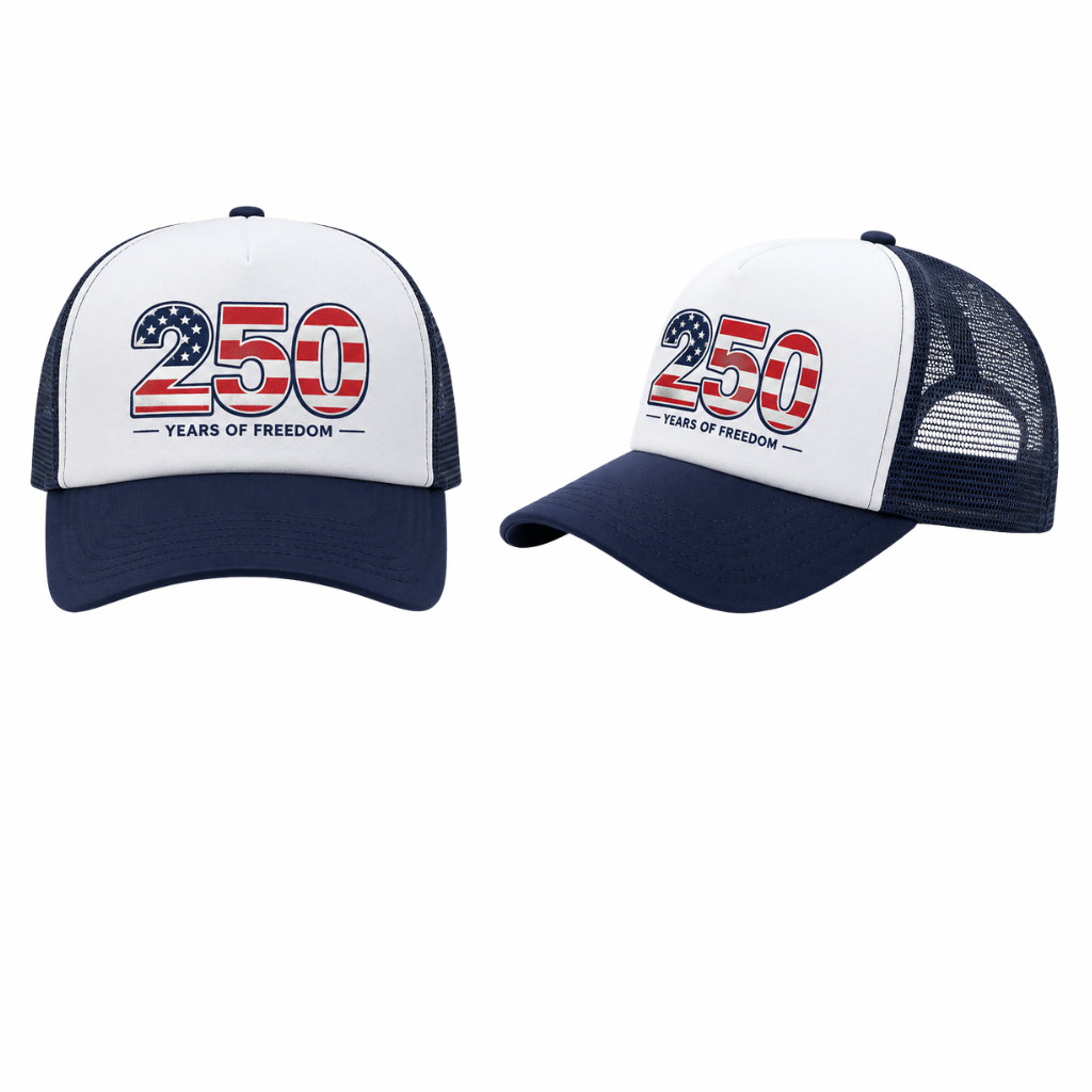 Adult & Youth Patriotic 250 Years of Freedom Trucker Hat