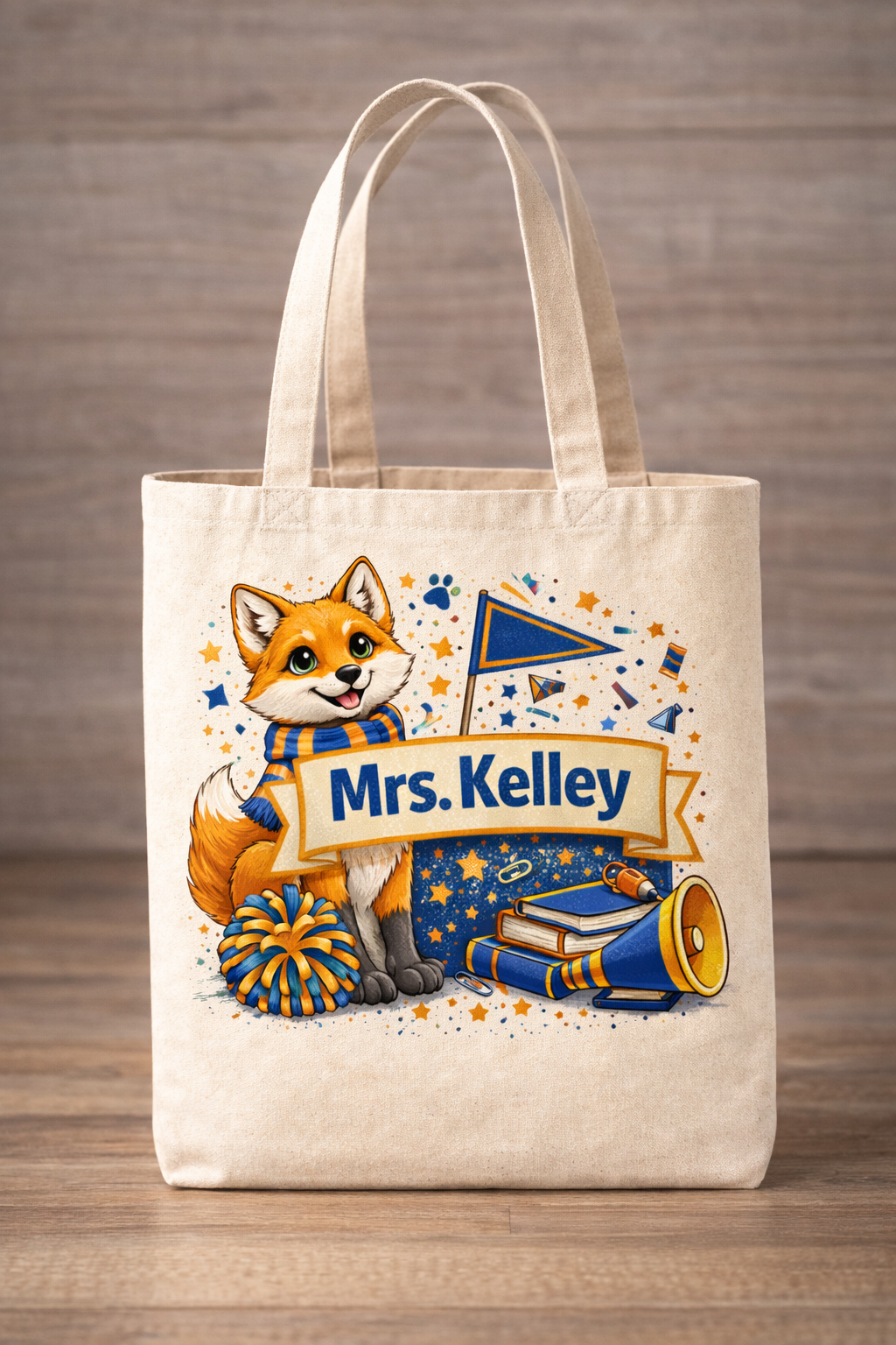 Custom Teacher Tote - Foxes