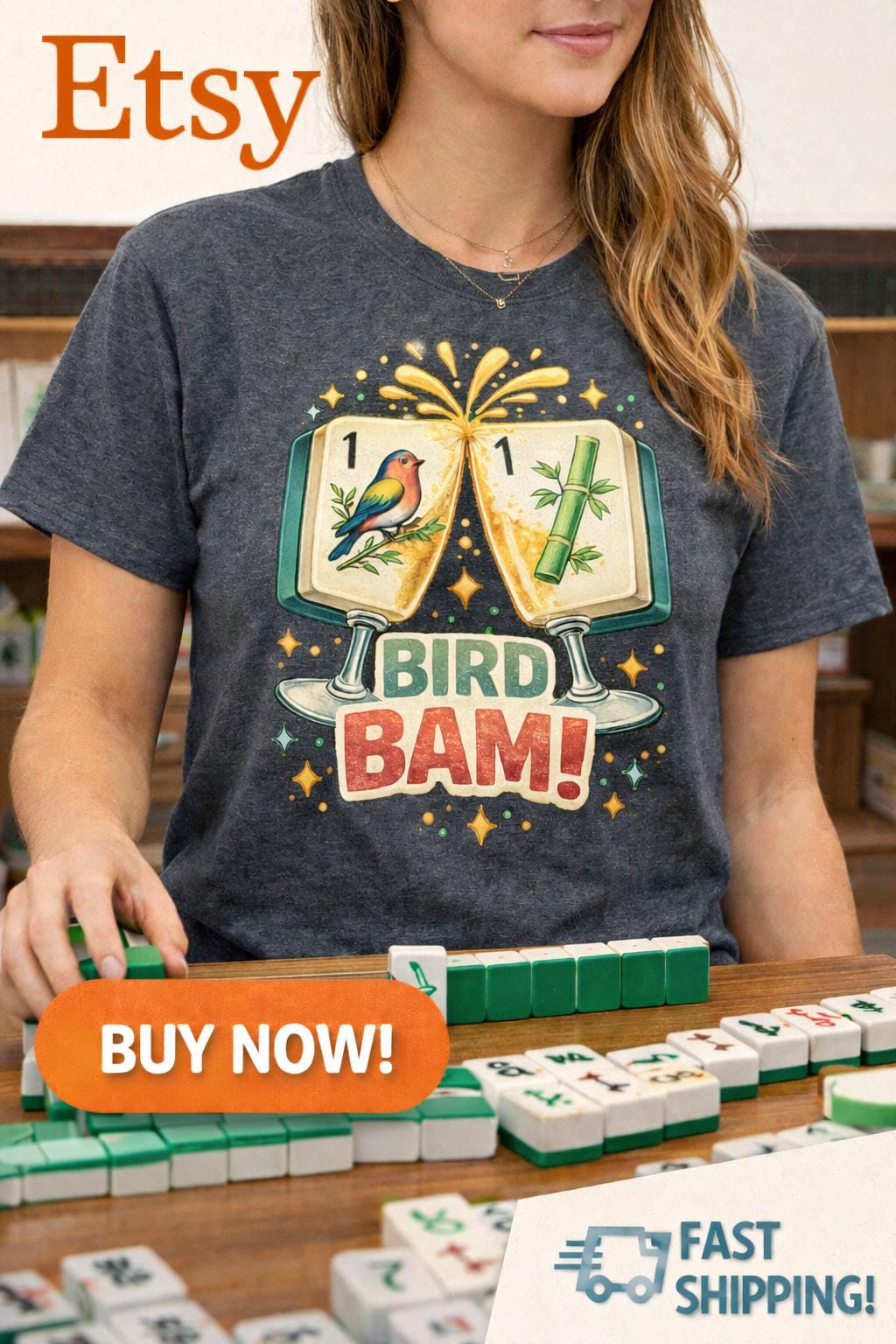 Bird Bam Mahjong Shirt – Funny Graphic Tee, Game Night