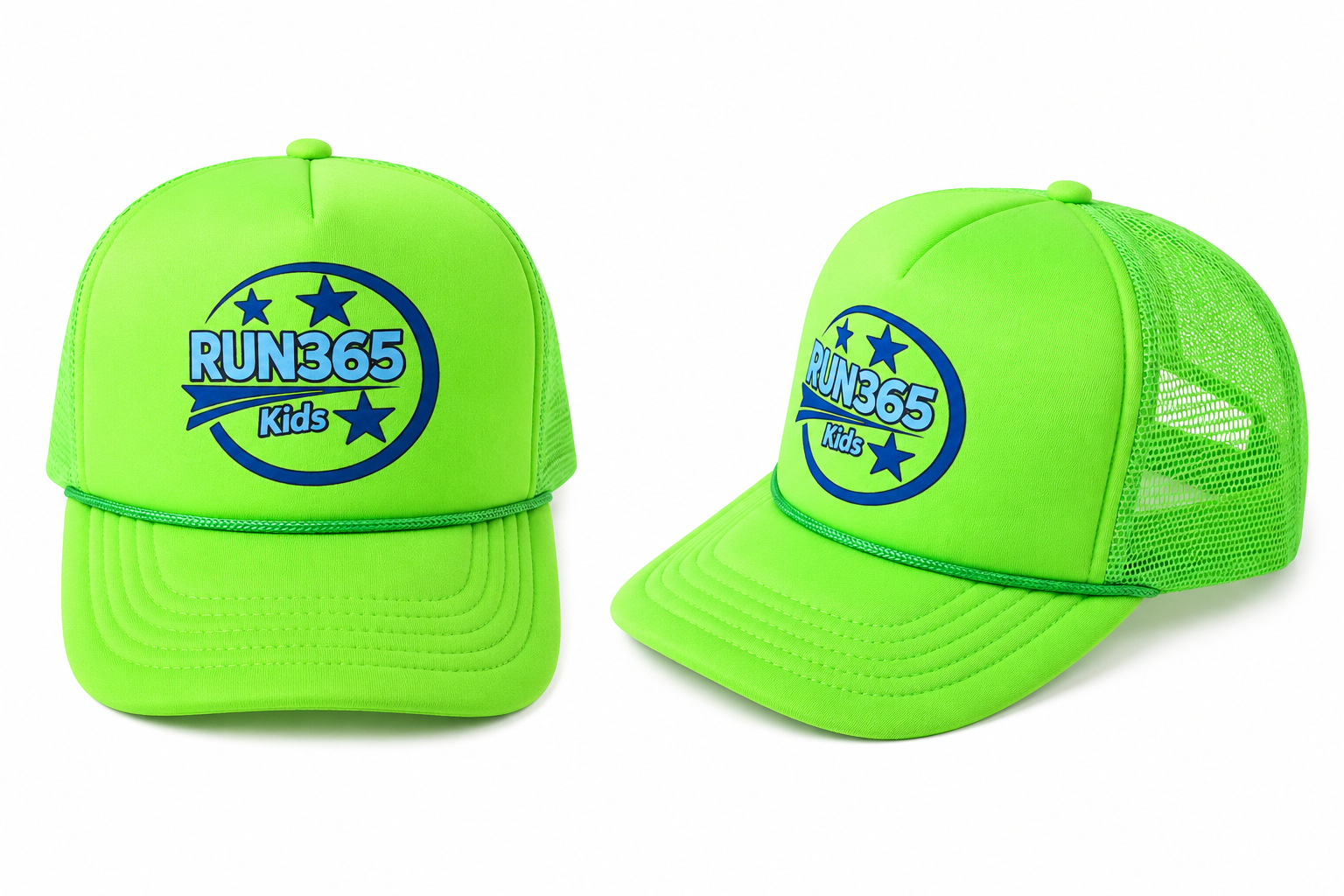 Adult Mega Cap - Lime/Blue Kids Run365