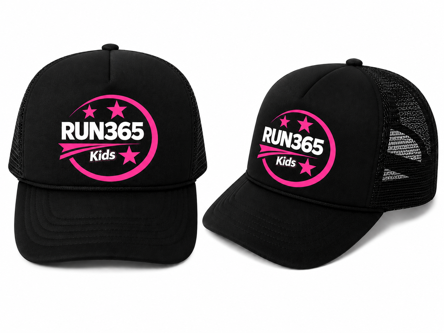 Adult & Youth - Mega Cap - Black/Pink Kids Run365