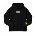 Black Sweaty Gardeners Signature Hoodie front and sleeve logo