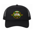 Black SGB Elite Signature Trucker Hat with gold accent stripes