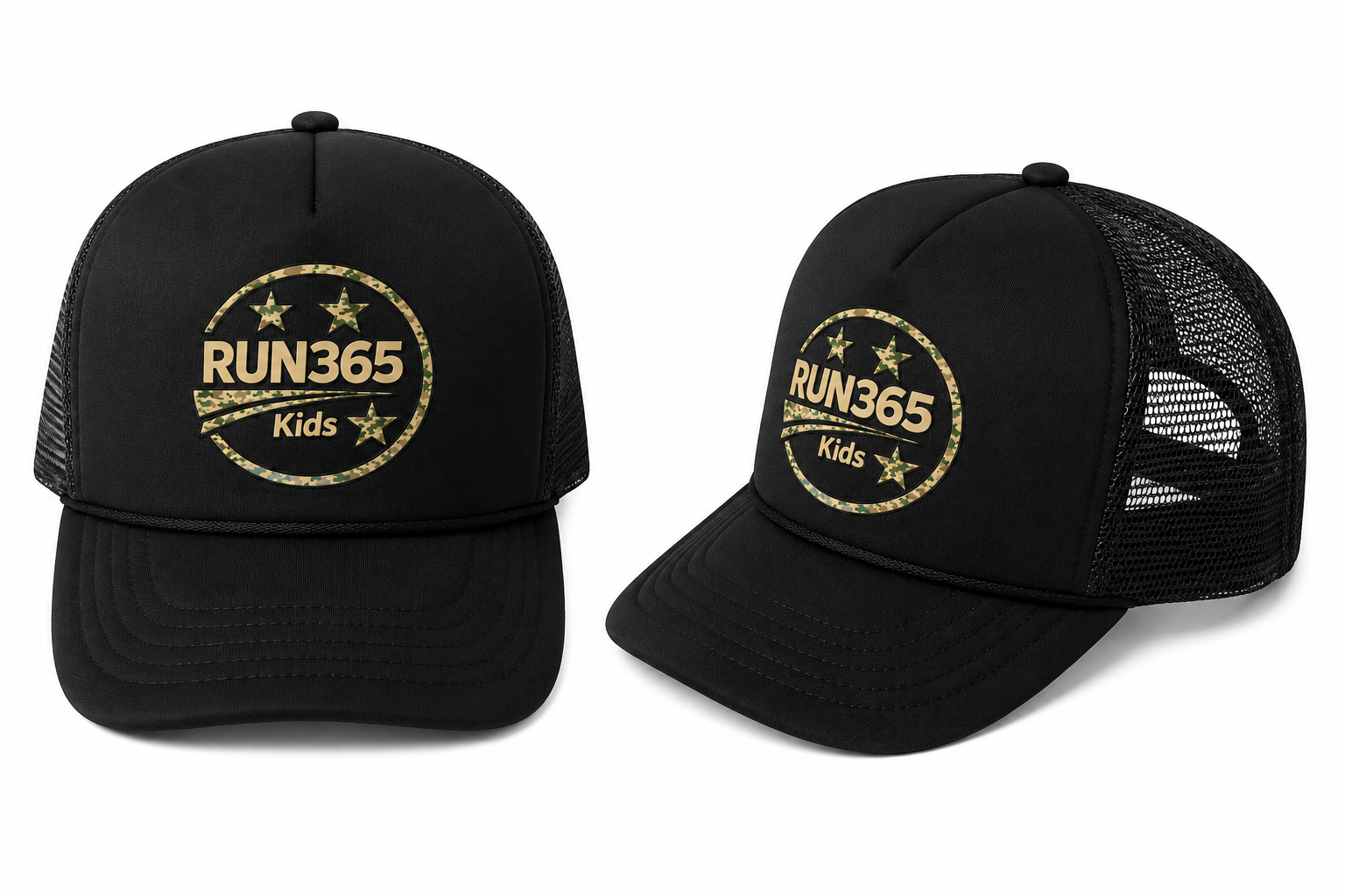 Adult & Youth - Mega Cap - Black/Camo Kids Run365
